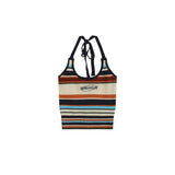 Women Vest Striped Knitted Vest Women's Embroidery Short Camisole