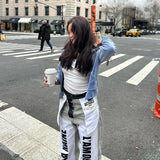 Women Cargo Pants Jeans Winter Women's Design Sense Drooping Wide-Leg Pants