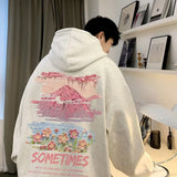 Men Hoodie Hiphop Printed Sweater Men's Spring and Autumn Retro Hooded Coat