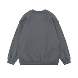 Men Hoodie Fuzzy Character Printed Crew Neck Sweatshirt