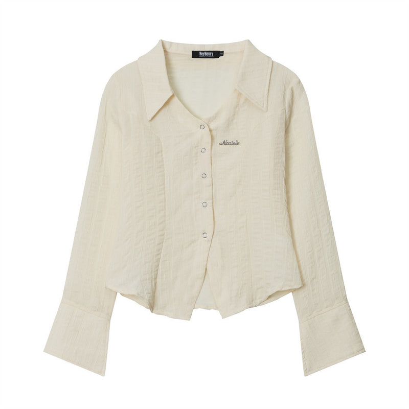 Women Long Sleeve Shirt Cardigan Shirt Women's Spring and Autumn Slim Fit Casual Long Sleeve Shirt