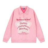 Men Hoodie Five-Pointed Star Printing Lapel Pullover Sweater Men