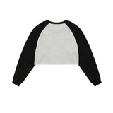 Women Hoodie Patchwork round Neck Short Heart Printing Autumn Long Sleeve