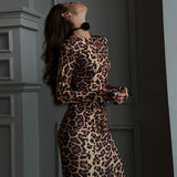 Women's Desses Women's round Neck Long Sleeve Printed Dress