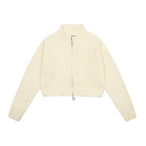 Women Sweater Short Knitted Open XINGX Zip Autumn Sweater Coat