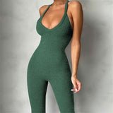 Women Jumpsuit Solid Color Casual Sling Jumpsuit