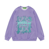 Men Hoodie Printed Letter Pullover Sweatshirt Loose Crew Neck Long Sleeve Sweatshirt