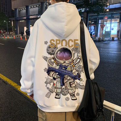 Men Hoodie Hooded Sweater Men's Spring and Autumn Loose Casual Astronaut Print