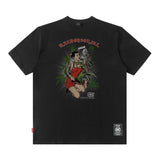 Men T Shirt Amekaji Vintage Printed Pure Cotton Loose Short Sleeve T-shirt for Men and Women