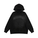 Men Hoodie Letter Puff Print Long Sleeve Hooded Sweater