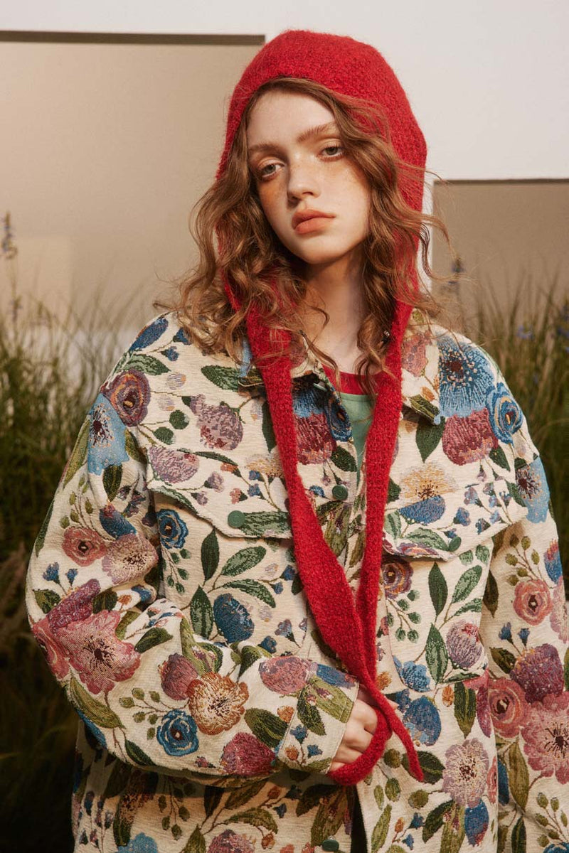 Unisex Jacket Autumn Floral Jacquard Coat Women's Clothing