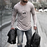 Men T Shirt Spring and Autumn Long Sleeve Cotton T-shirt Printed Men