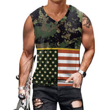 National Flag Day T Shirts Men's Vest Independence Day Printed V-neck Casual