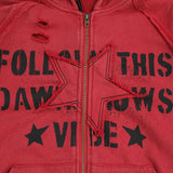 Men Hoodie Hooded Sweater Letter Print Distressed Men Autumn Coat