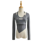 Women T-shirt Spring Summer Women's Wear Stitching Long Sleeve T-shirt Female