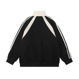 Men Hoodie Mixed Color Stripe Raglan Sleeve Stand Collar Sweater