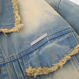 Men Denim Jacket Washed and Worn Denim Men's Loose All-Matching Jeans Jacket