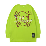 Men Long Sleeve Shirt Personality Cartoon Printed Loose Long Sleeves T-shirt Men's and Women's Tops