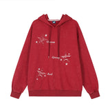 Men Hoodie Hole Five-Pointed Star Embroidered Hoodie