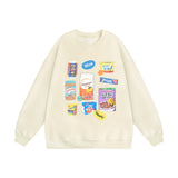 Men Hoodie Fun Snacks Graphic Print Crew Neck Sweatshirt