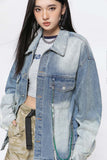 Unisex Jacket Autumn Gradient Pocket Denim Jacket Women's Clothing