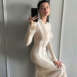 Women Halter Tops Autumn Winter Sexy Woolen Slim-Fit Long Sleeve Dress