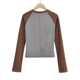 Women T-Shirt Long Sleeve T-shirt Women Slim Fit Slimming Short Top
