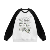 Men Hoodie Color Matching Raglan Long Sleeve Crew Neck Sweater