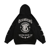 Men Hoodie Puff Print Cross Letter Hooded Sweater