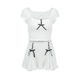 Women Skirt Button Skirt Stitching Navel Skirt Outfit Women