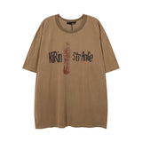 Men T Shirt Distressed Washed Loose Casual Short-Sleeved T-shirt for Men and Women