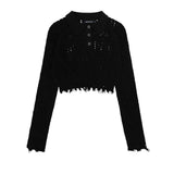 Women Sweater Women's Solid Color Short Long Sleeve Sweater