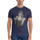 Vintage Finger T-Shirts for Men Crewneck Cotton T Shirt