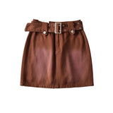 Women Skirt Short Belt Denim Skirt