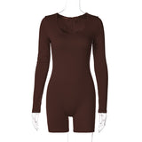 Women Jumpsuit Women's Fashion Solid Color Sports Long Sleeve Jumpsuit