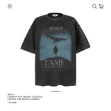 American vintage street T-shirt men's loose spring and summer half-sleeved shirt