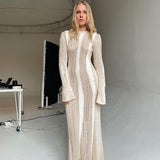 Women Halter Tops Autumn Winter Sexy Woolen Slim-Fit Long Sleeve Dress