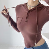 Women T-Shirt Autumn Long-Sleeved Hooded T-shirt