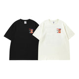 Men T Shirt Vintage College Style Sweet Cool Printed Couple Short Sleeve T-shirt Men and Women