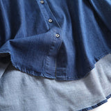 Women T-shirt Spring and Autumn Leisure Loose Denim Shirt Long Sleeve Top