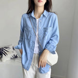 Women T-shirt Denim Shirt Spring/Summer Loose Top Coat