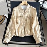 Women T-Shirt Shirt Korean Style Women's Autumn Classic Style Design Long Sleeve Shirt