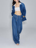 Unisex Pants Fall Pocket Raw Hem Jeans