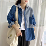 Women T-Shirt Autumn Loose Denim Shirt Women's Long Sleeve