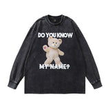 Men Long Sleeve Shirt Autumn High Street Printed Washed Long Sleeve Bottoming T-shirt for Men and Women