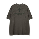 Men T Shirt Vintage Distressed Dark Portrait Wash Couple Short Sleeve T-shirt Men