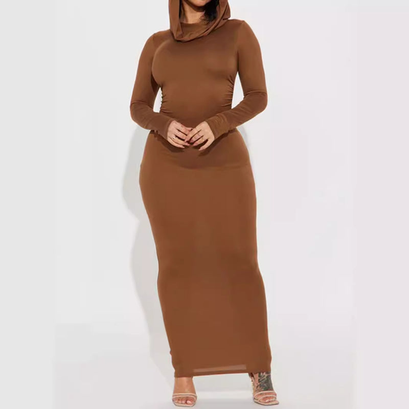 Women Dresses Summer Thermal and Windproof Hooded Slim Fit Dress Women