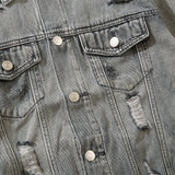 Men Denim Jacket Washed and Worn Denim Jacket Men Baggy Coat