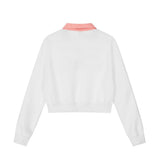 Women Hoodie Short Sweater Polo Collar Long Sleeve Casual Women