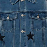 Men Denim Jacket XINGX Embroidered Spray Denim Jacket Men and Women Couple Jacket Spring and Autumn